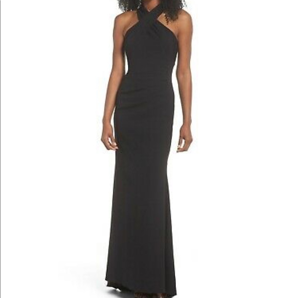 SOLD ‼️⭕️🛑Eliza J Side Pleat Cross Neck Gown NWOT